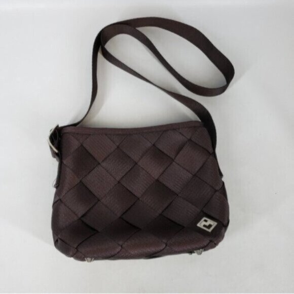 MaggieBags Brown Seatbelt Crossbody Bag Everyday Unique Recycled - Picture 2 of 16